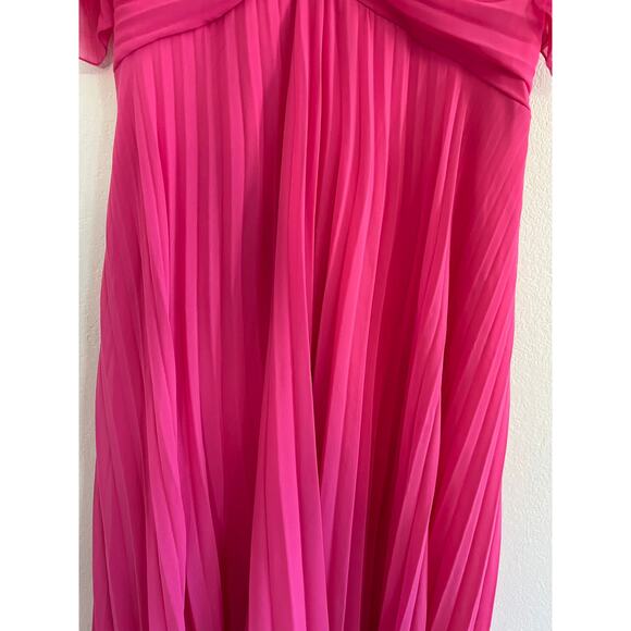 ASOS DESIGN Curve Pleated Bodice Flutter Sleeve Midi Dress Hot Pink Size 16 - Picture 13 of 16